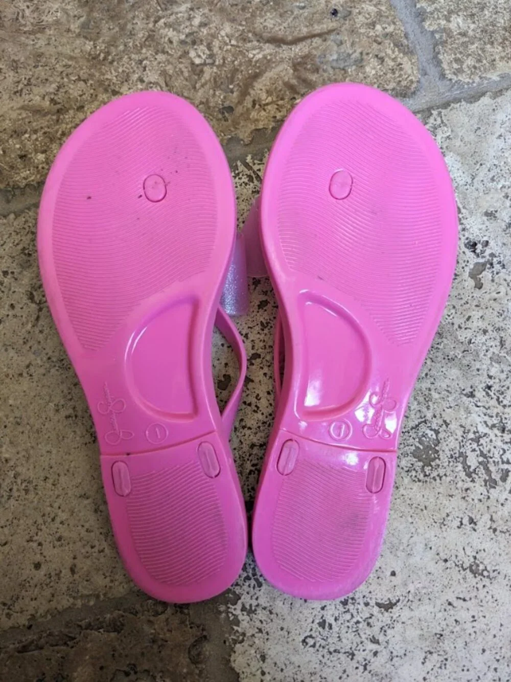 GORGEOUS JESSICA SIMPSON PINK JELLY BOW SANDALS SIZE 1